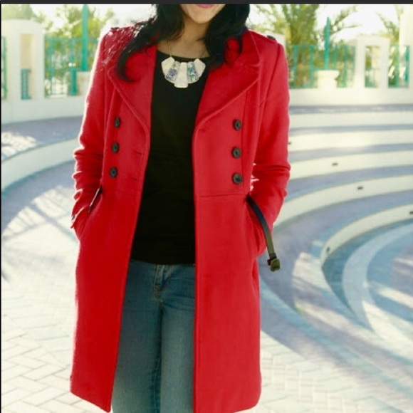 Zara Wool Red double breasted coat - Picture 1 of 2